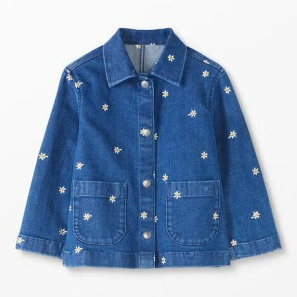 Daisy Embroidered Denim Chore Barn Jacket EUC - Picture 1 of 2
